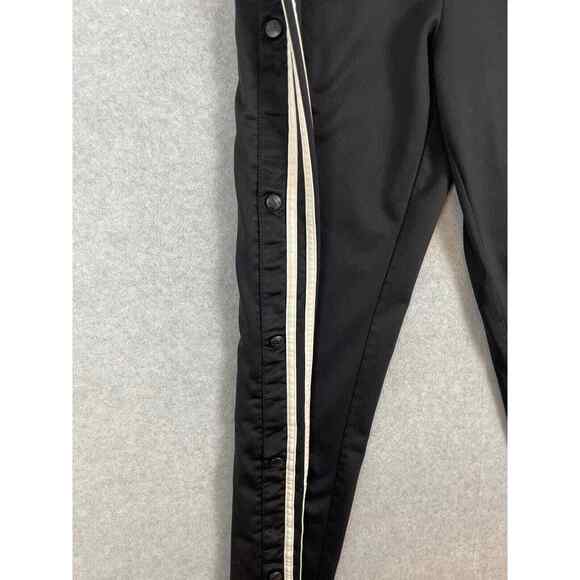 VTG Adidas Track Pants Mens L Y2K 00s Side Snap‎ 3 Stripe Black - Picture 3 of 8